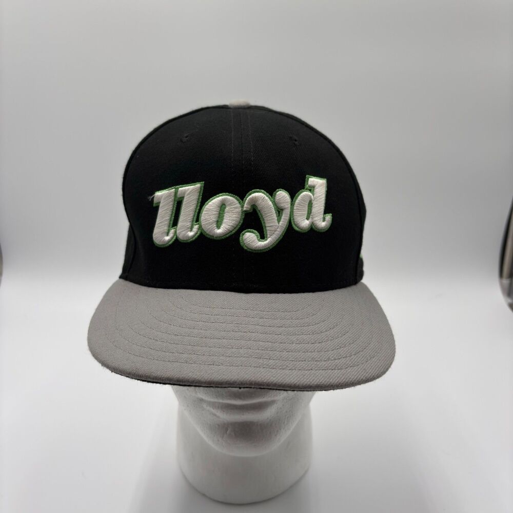Y2K Streetwear New Era 9FIFTY Lloyd Snapback Hat Black Gray USA Made Skater
